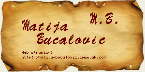 Matija Bucalović vizit kartica